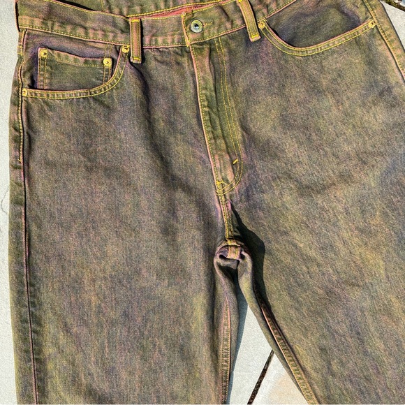 SOLD - Reworked Upcycled Purple Yellow Levi’s 550 Relaxed Baggy Jeans - Picture 7 of 13